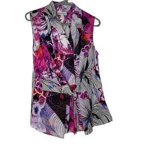Dana Buchman sleeveless blouse with front tie. Size M